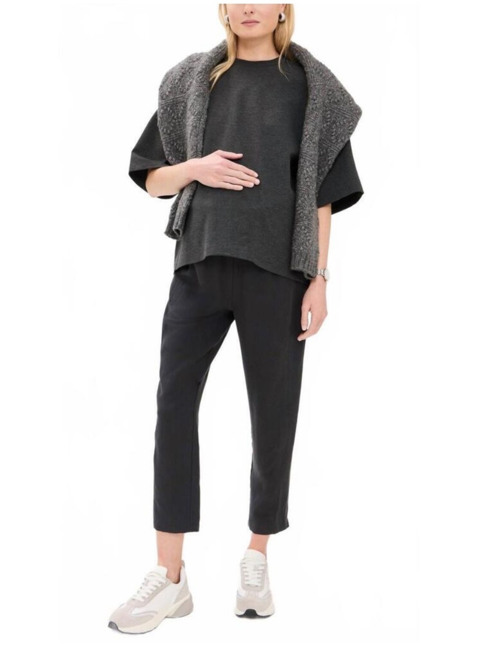 Hatch‎ Under The Bump Cropped Stretch Pants Black Med Straight Pull On